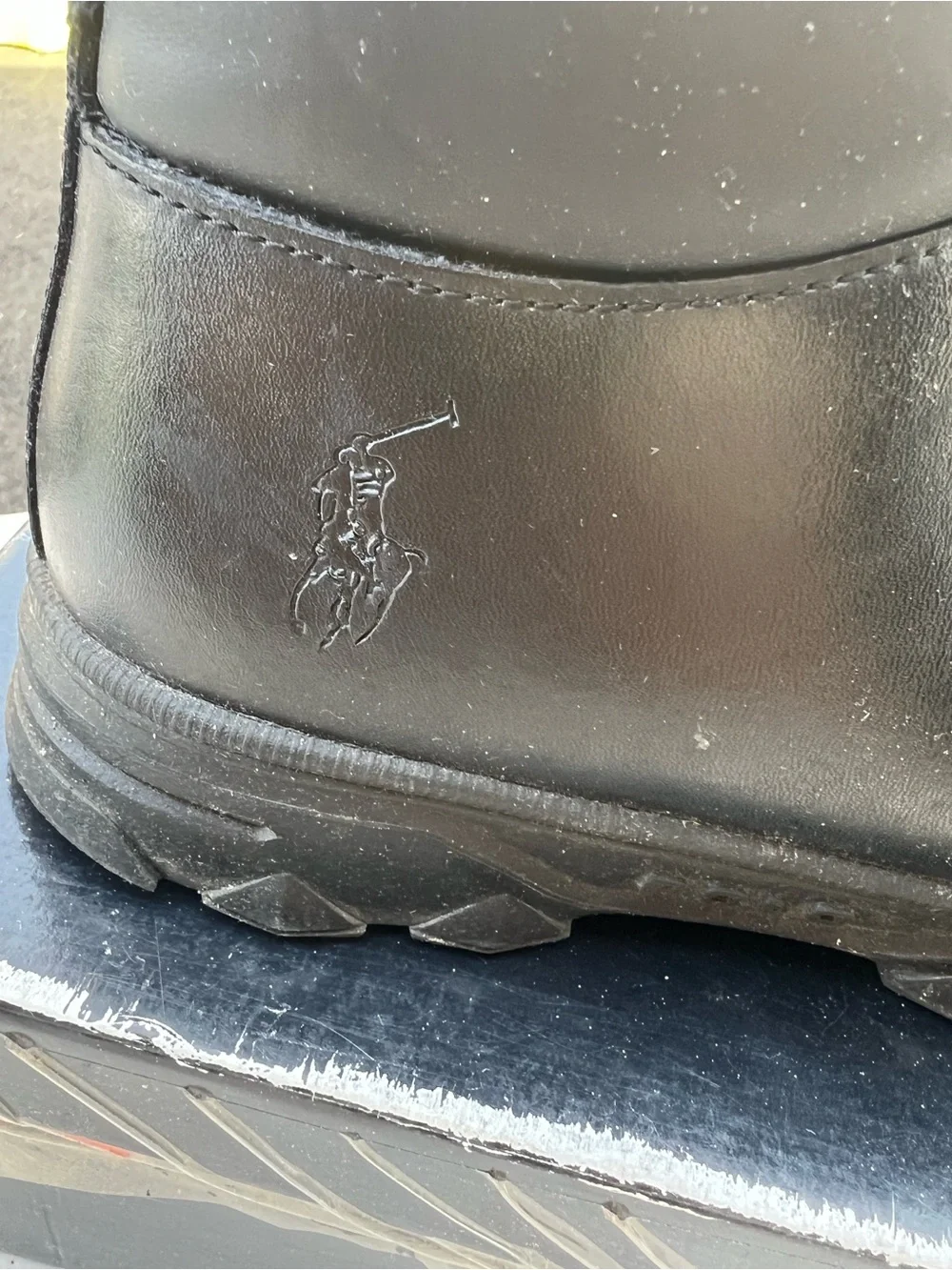 Ralph Lauren Black Leather Lace-Up Boots